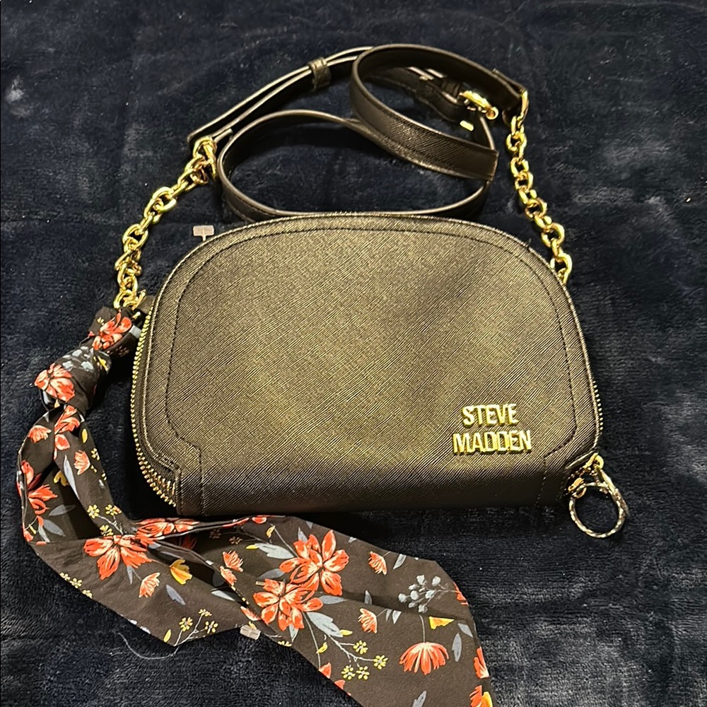 Steve Madden Black Crossbody Bag with Gold Accents